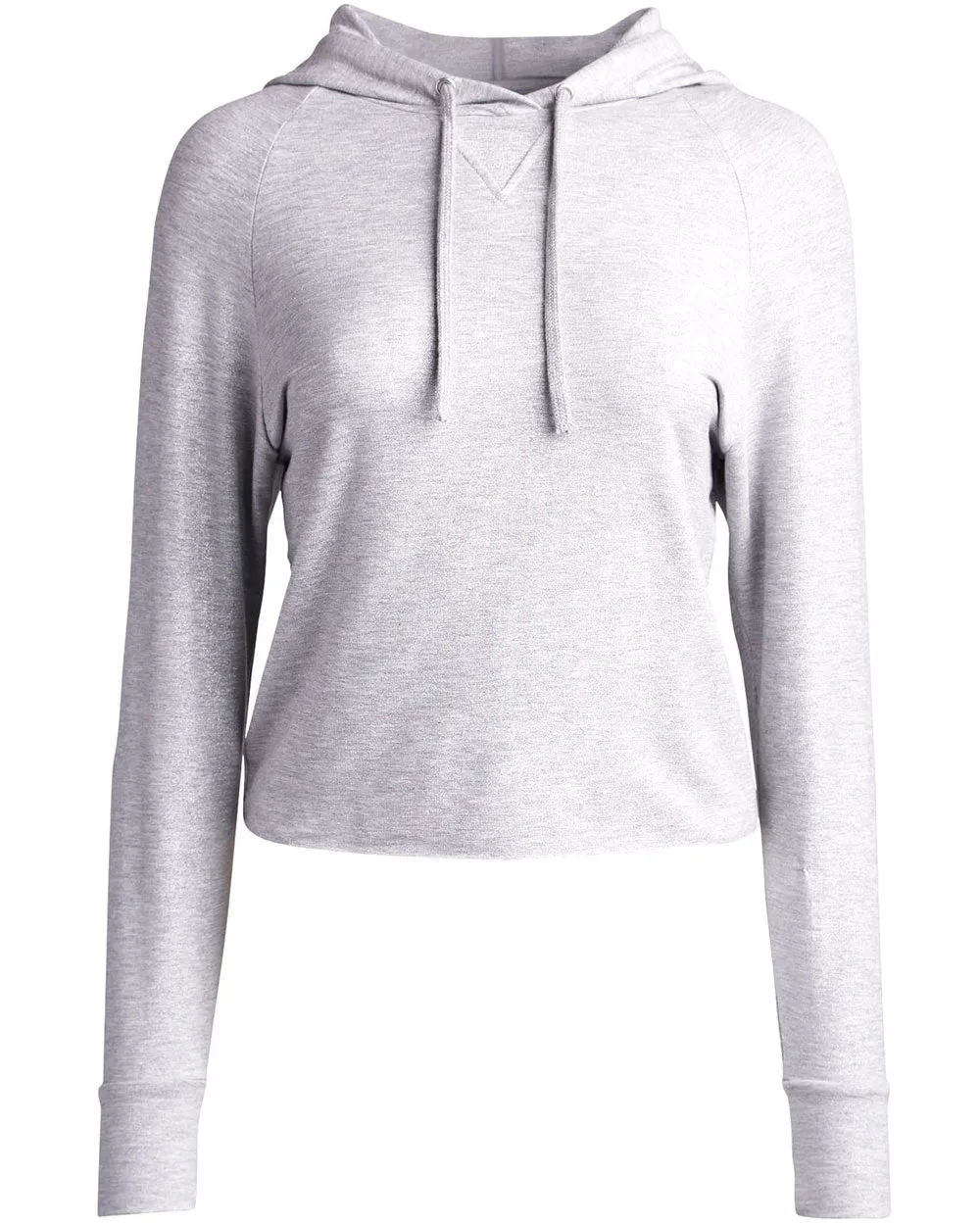 Metallic Grey Soft Touch Cropped Hoodie