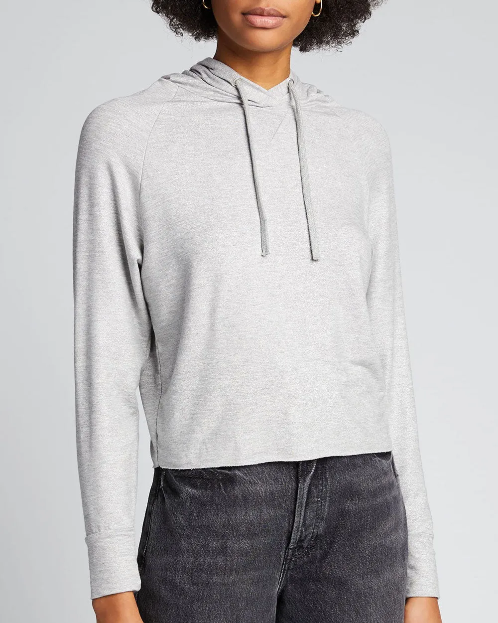 Metallic Grey Soft Touch Cropped Hoodie