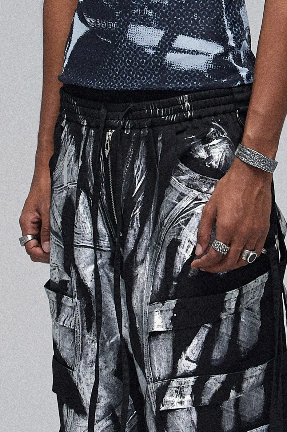 Metallic Strap Cargo Pants