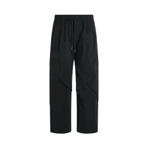 Nylon Piped Pants in Black