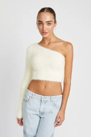 ONE SHOULDER COZY SWEATER TOP (2 Colors)