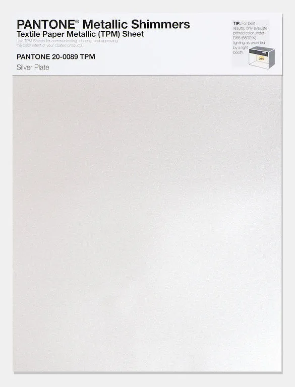 Pantone Metallic Shimmers Textile Paper Metallic Sheet 20-0089 Silver Plate