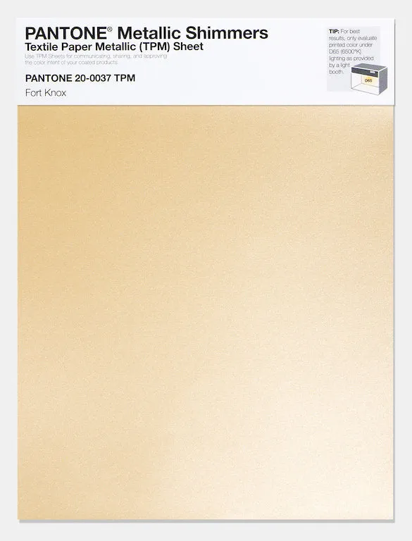 Pantone Metallic Shimmers Textile Paper Metallic (TPM) Sheet 20-0037 Fort Knox