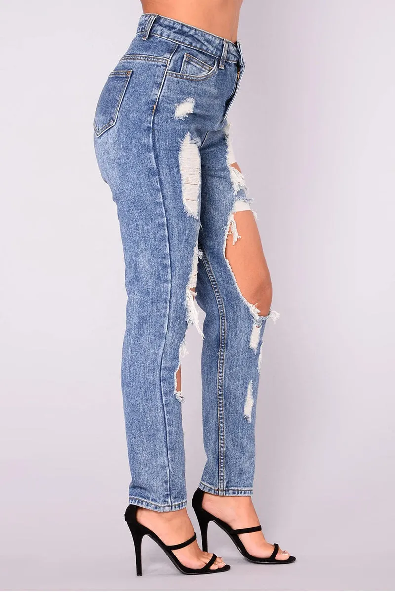 PS3454 Ripped Cutout Jeans Pant