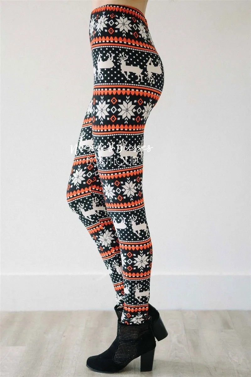 Rudolph Snowflake Christmas Leggings