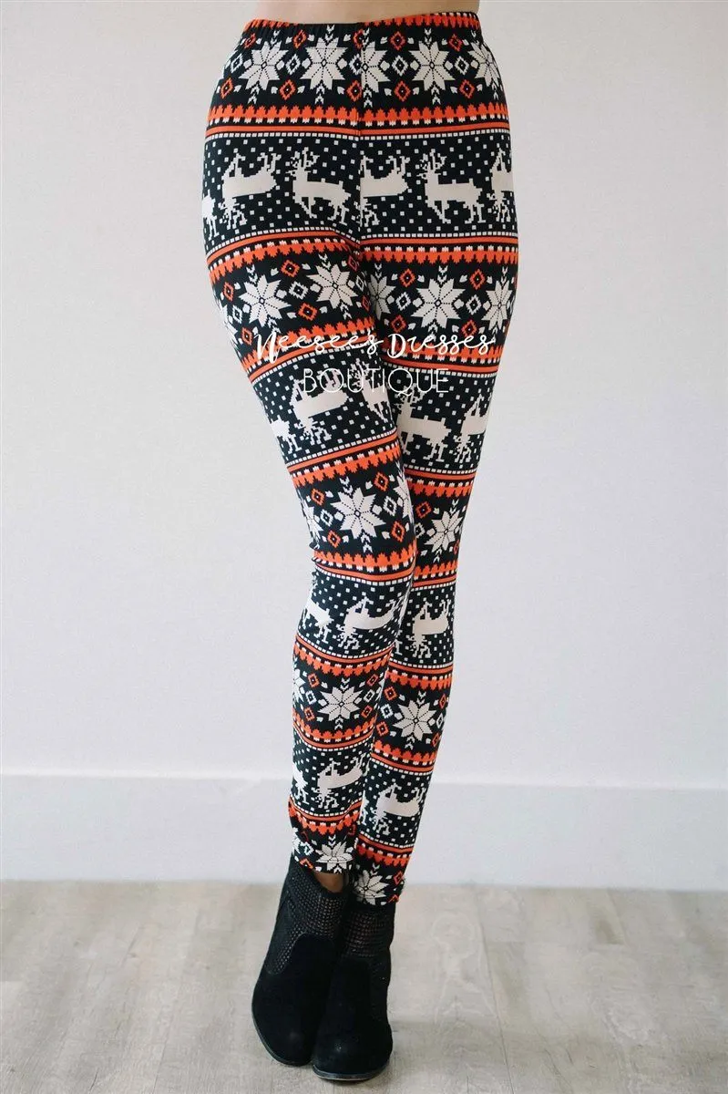 Rudolph Snowflake Christmas Leggings