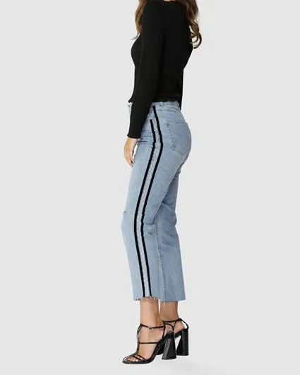 SASS Velvet Stripe Jeans in Vintage Indigo