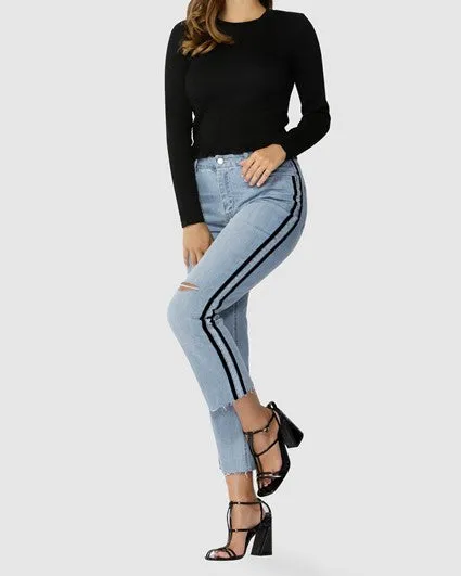 SASS Velvet Stripe Jeans in Vintage Indigo