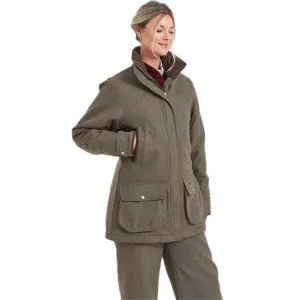 Schoffel Ladies Ptarmigan Tweed Coat - Loden Green Herringbone Tweed