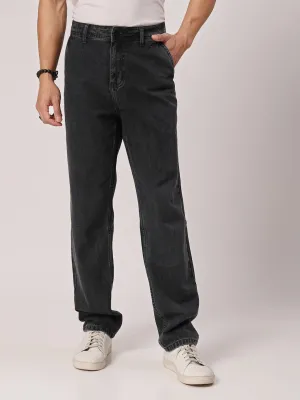 Style Quotient Men  Black Relaxed Fit High Rise Cotton Jeans