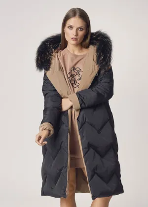 Women Reversible Faux Fur Hood Coat For Winter