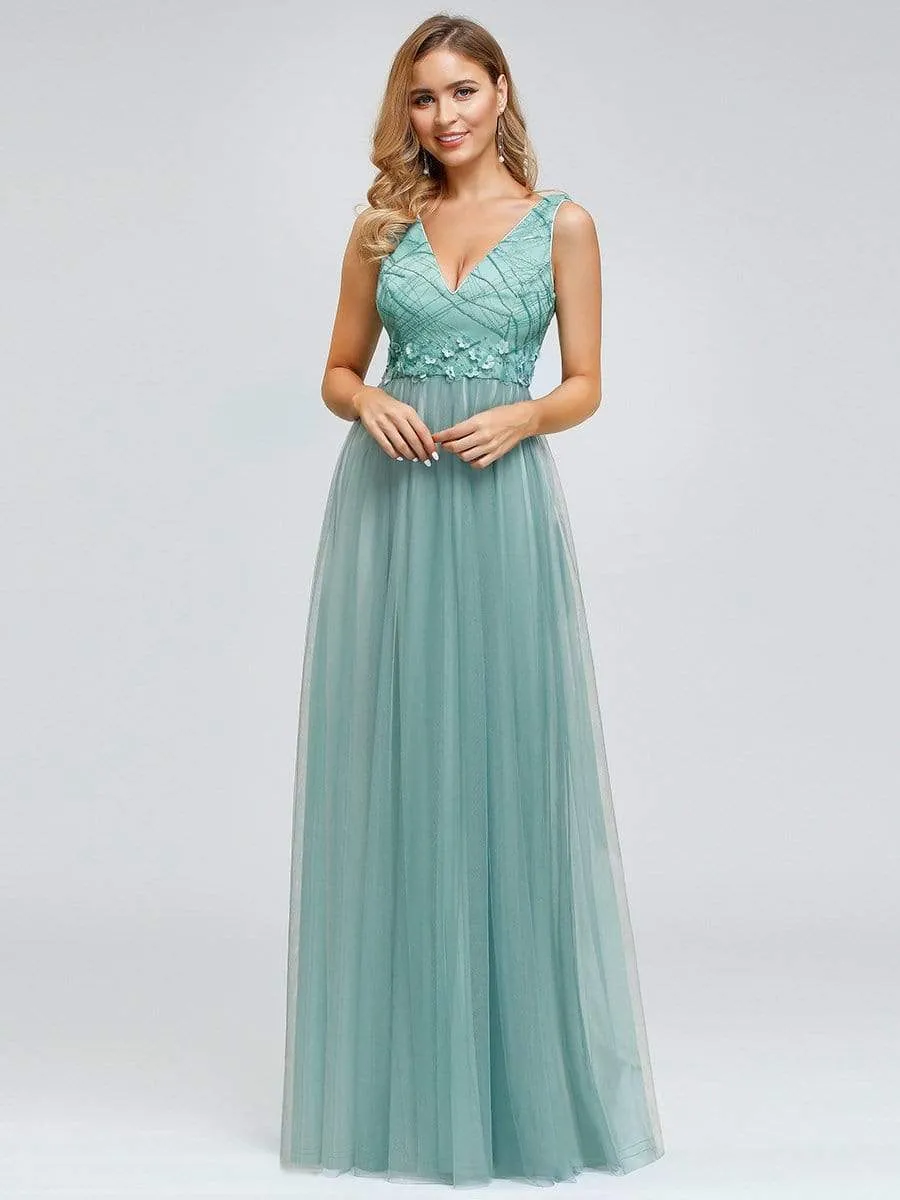 Women's Fashion A-Line Tulle Evening Maxi Dresses for Party