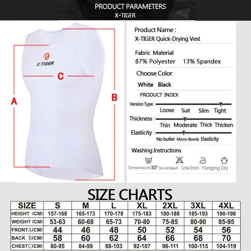 X-TIGER Cycling Underwear Sport Base Layers Cycling Jersey Cycling Vest Men Undershirt Cool Mesh Elastici Vest Road Bike Jersey